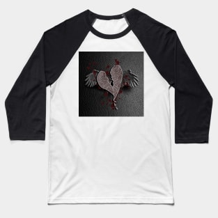 Dark WInged Heart Broken Graphic Art Design Anti-Valentines Day Baseball T-Shirt